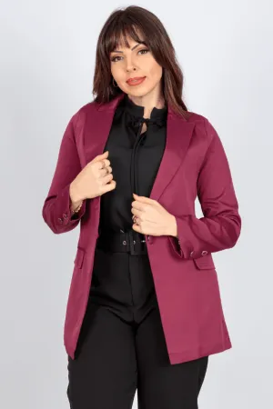 Blazer Alongado Detalhe Botões Fabiola Bordô