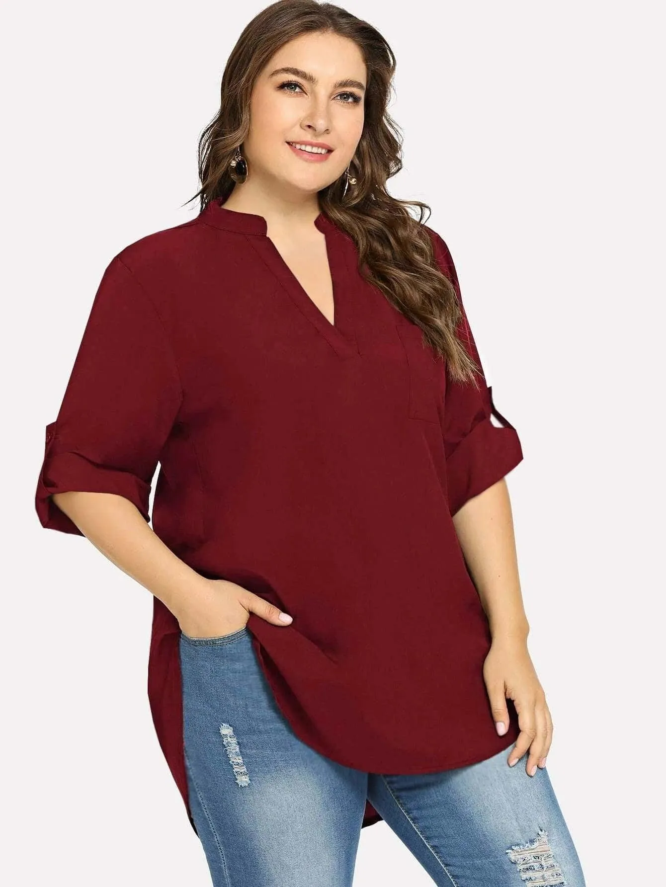 Blusa Social Com Manga Plus Size - Jocelyn