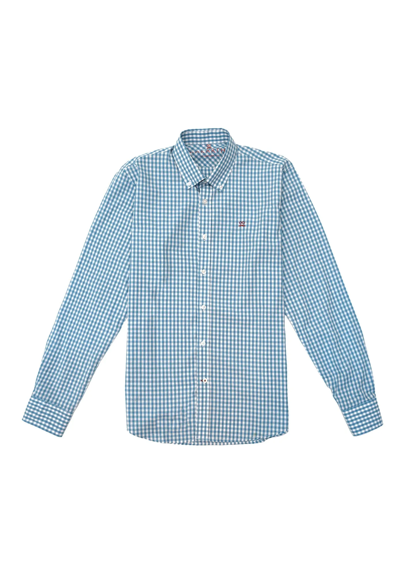 Camisa Chambray Cuadros Celeste