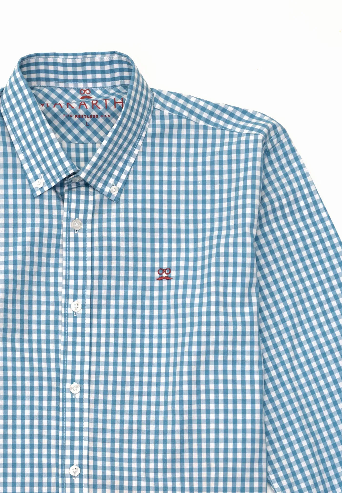 Camisa Chambray Cuadros Celeste