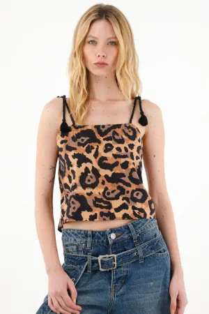 Camisa crop en animal print para mujer