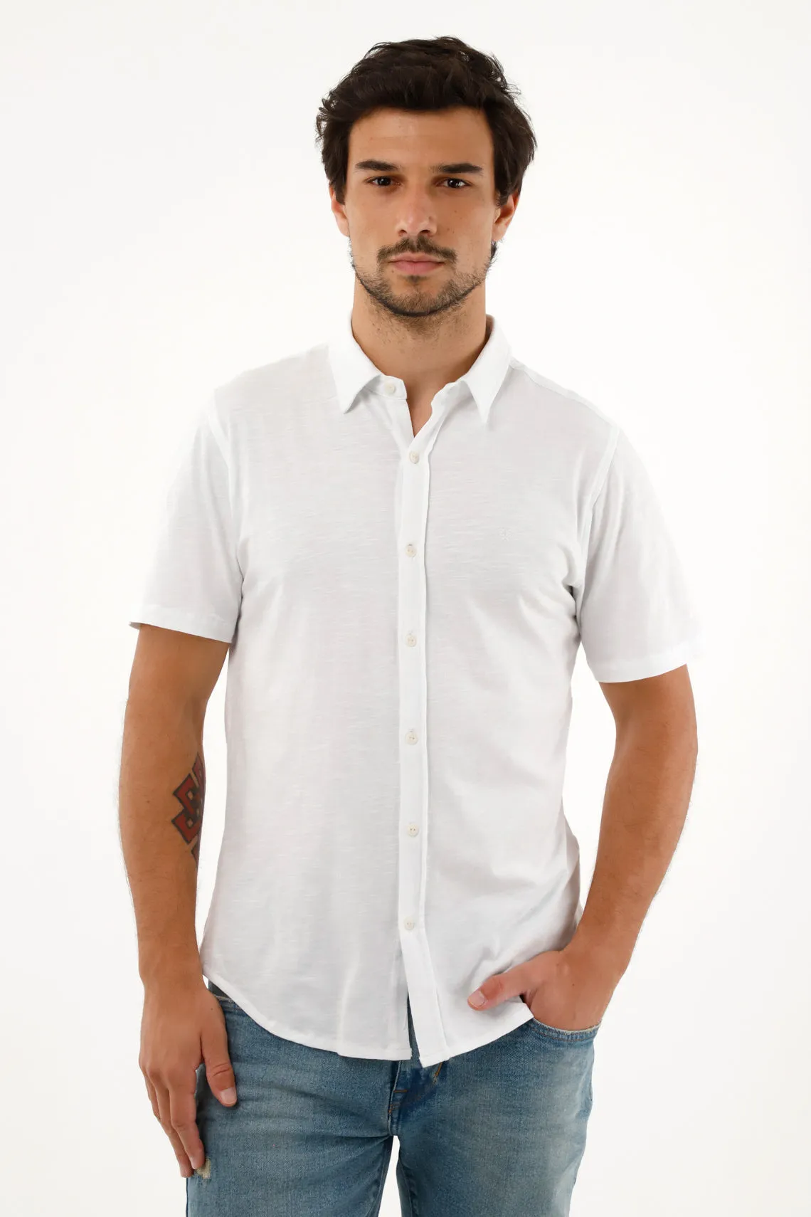 Camiseta blanca en 100% algodón para hombre