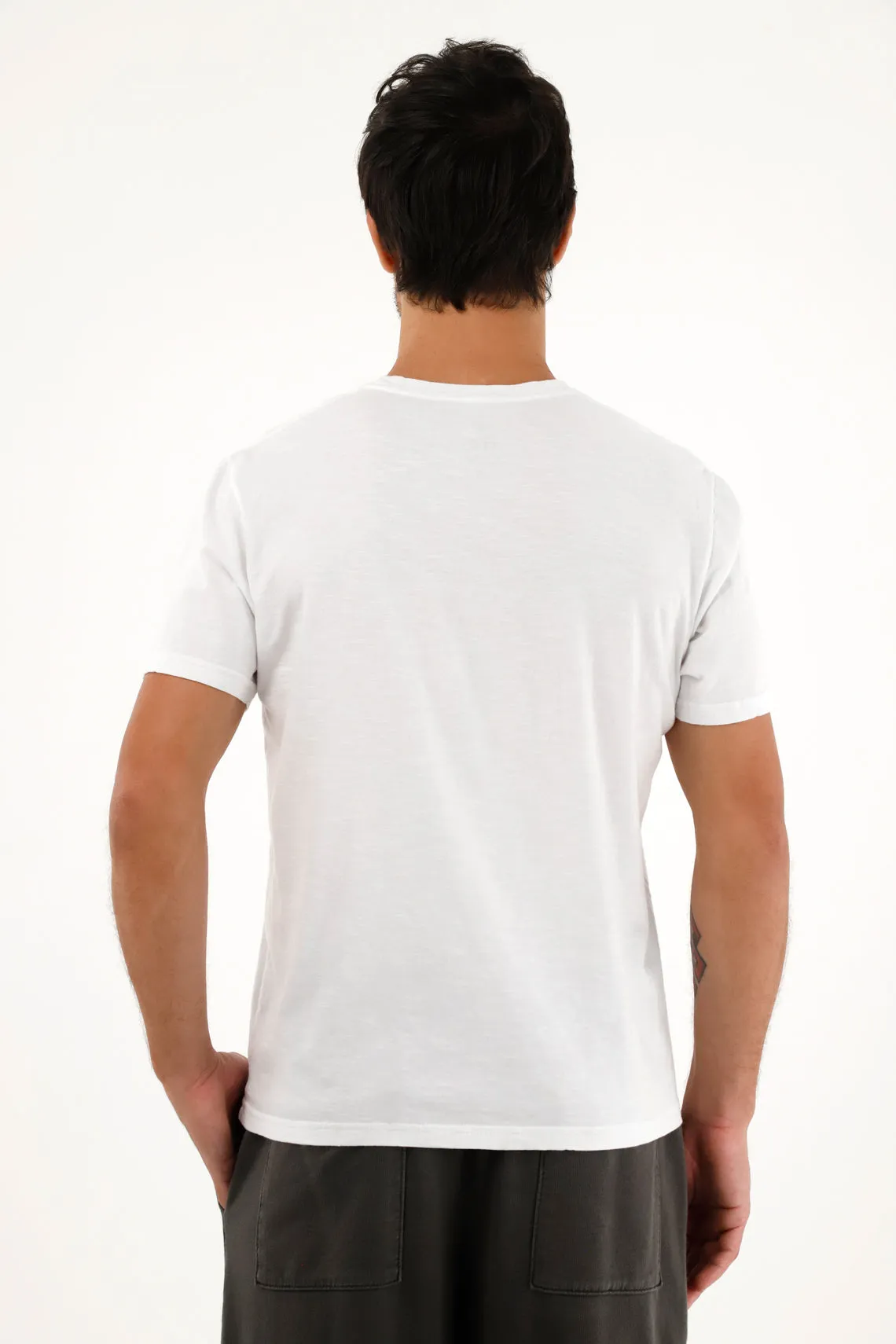 Camiseta con raqueta bordada blanca para hombre