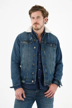 Chaqueta azul tipo Trucker para hombre