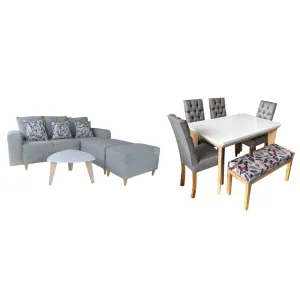 Combo Sofa en L Turquia   Juego de Comedor Escandinavo