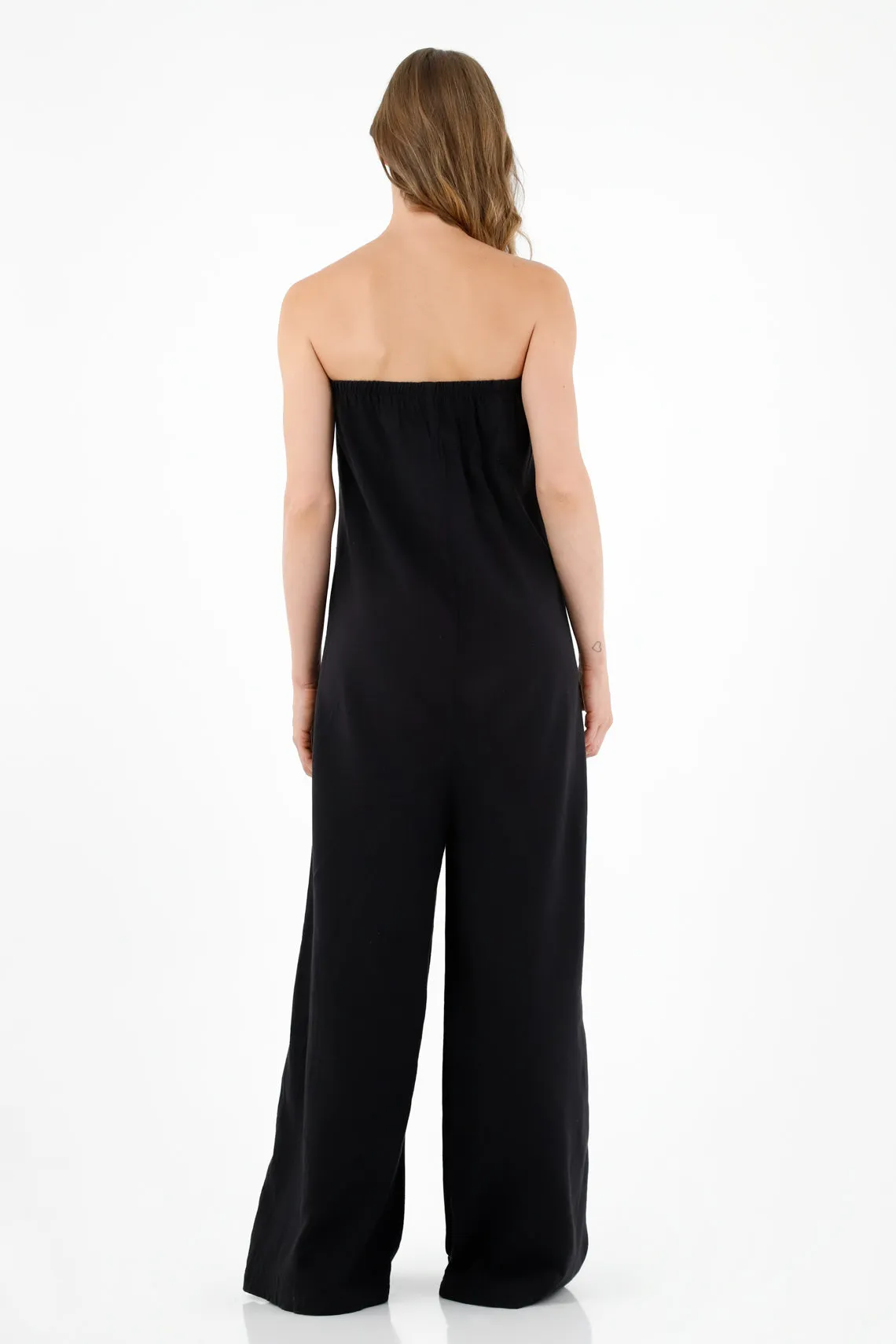 Elegant Black Strapless Jumpsuit for Women – Stylish and Chic Evening Wear