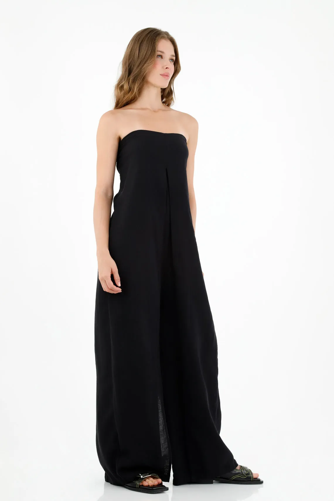 Elegant Black Strapless Jumpsuit for Women – Stylish and Chic Evening Wear