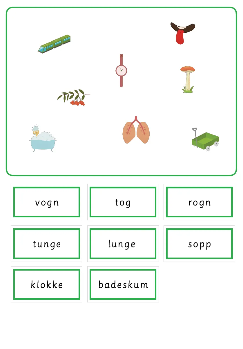 Grønn språkserie (Nynorsk) Minipakke - Kort u og o -lyd - Tom Petter