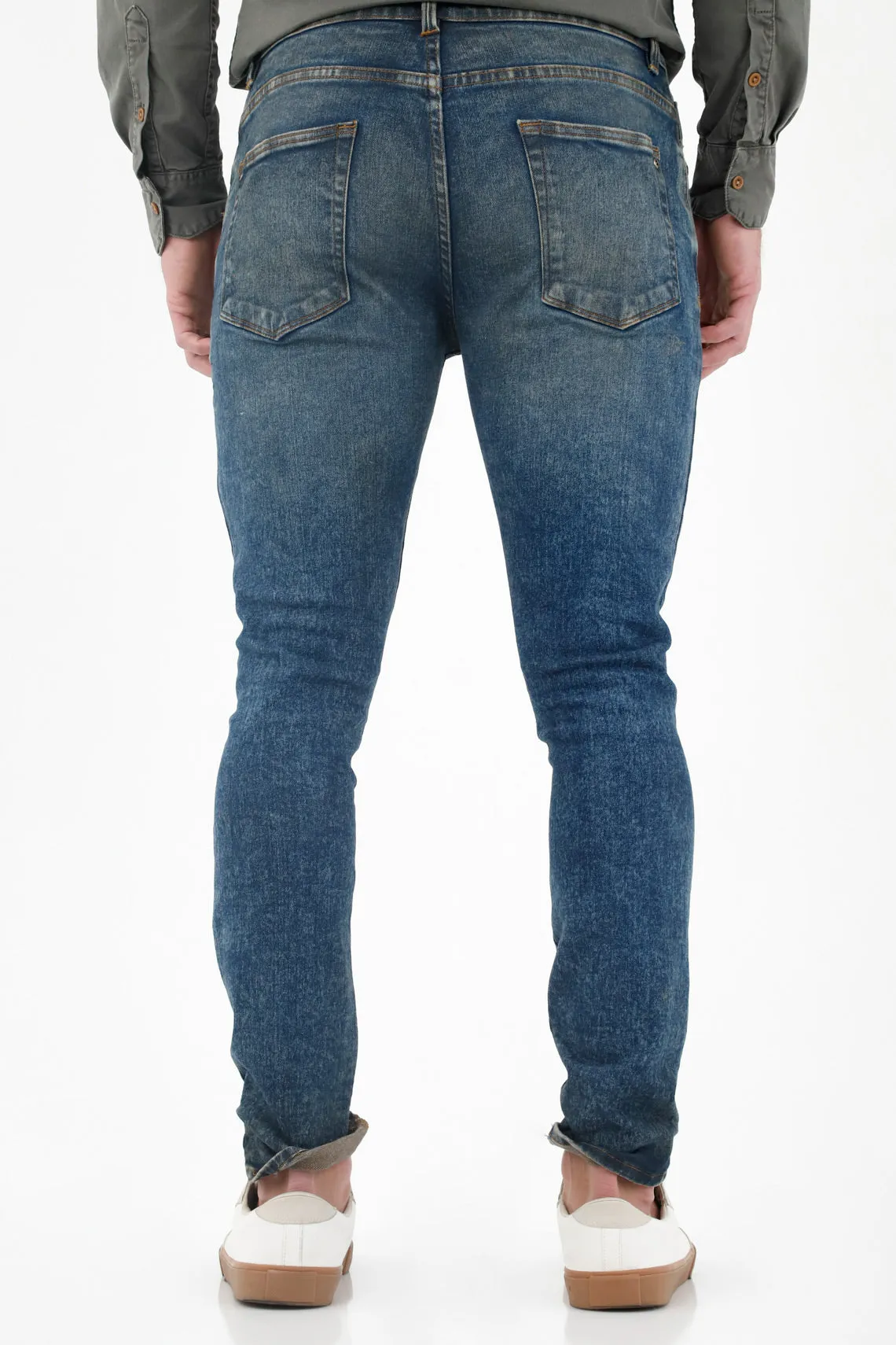 Jean con manualidad láser azul para hombre