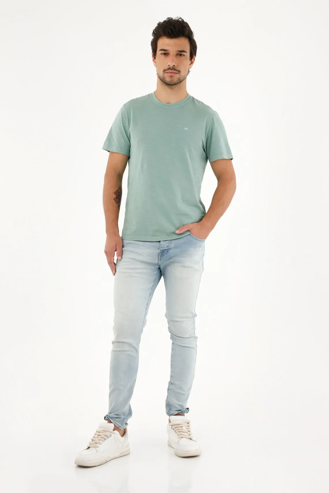 Jean Super Skinny tiro medio claro para hombre