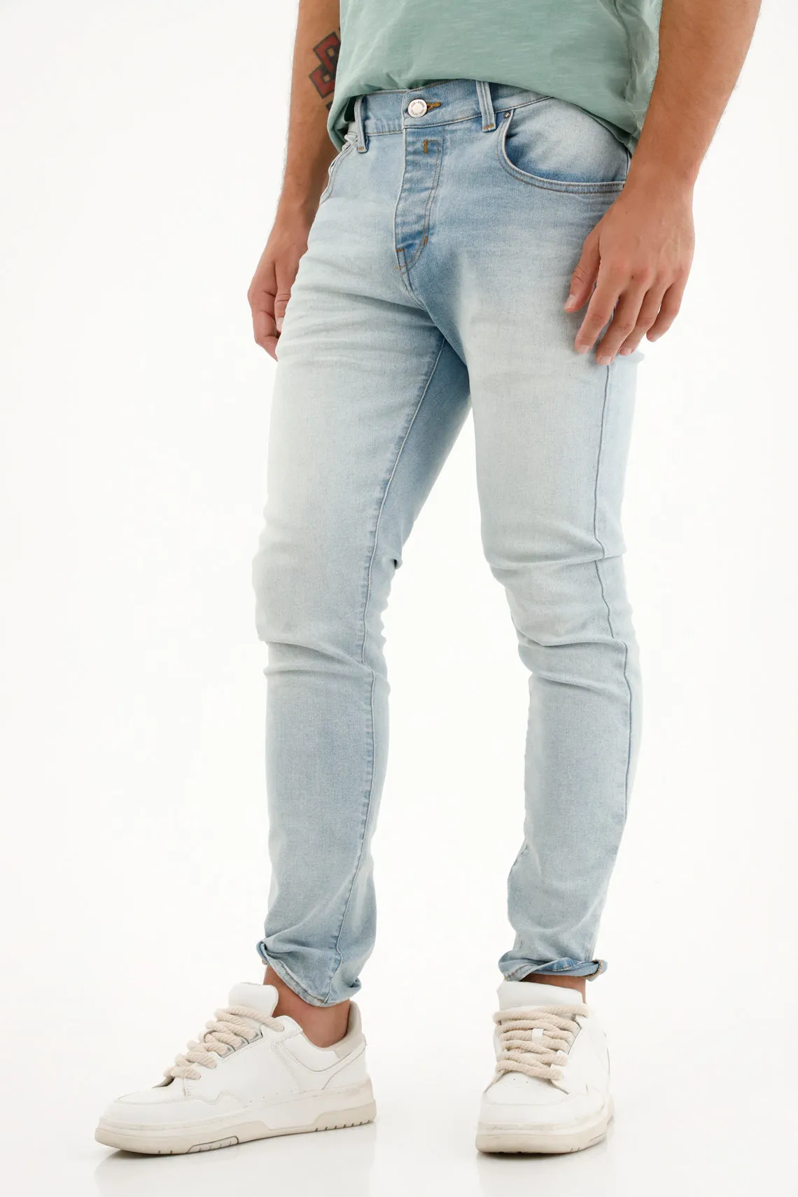 Jean Super Skinny tiro medio claro para hombre