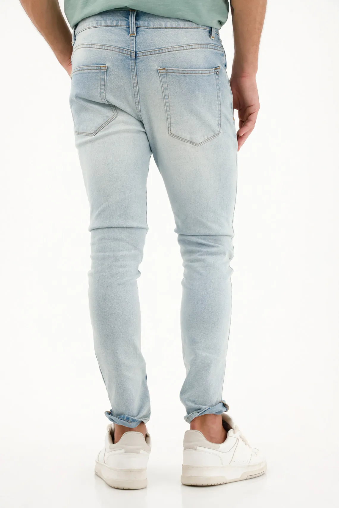 Jean Super Skinny tiro medio claro para hombre