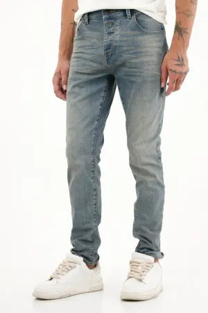 Jean Super Skinny azul con arrugas 3D para hombre