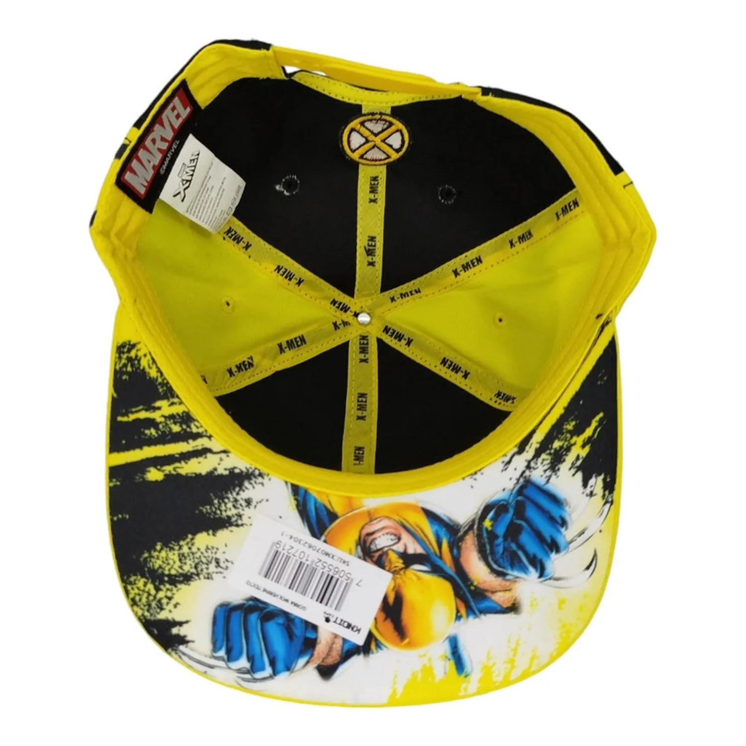 Kndit Caps Gorra Negra Camuflaje Amarillo Visera Amarilla Placa Bronce Letras Wolverine X-Men