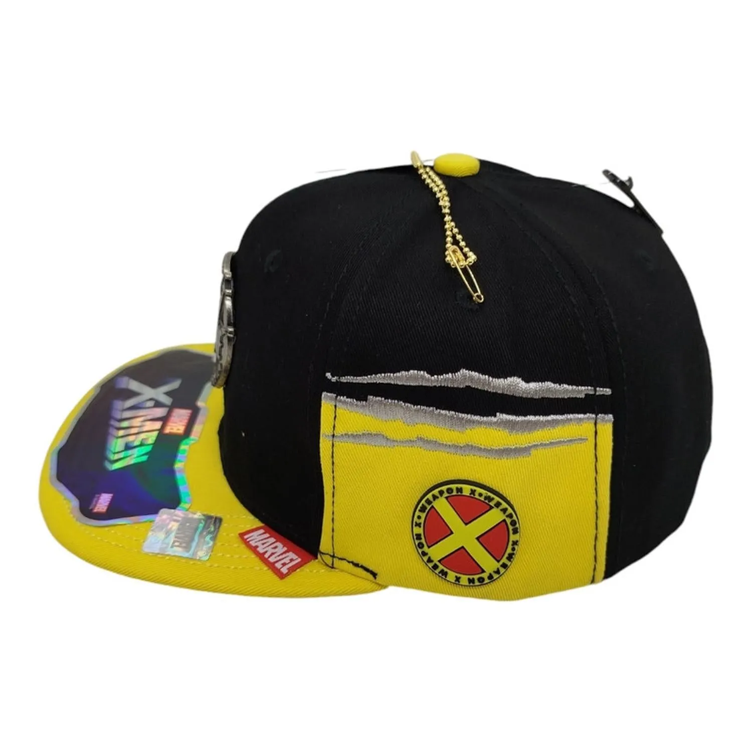 Kndit Caps Gorra Negra Con Amarillo Placa Plateada Made With Adamantium X-Men