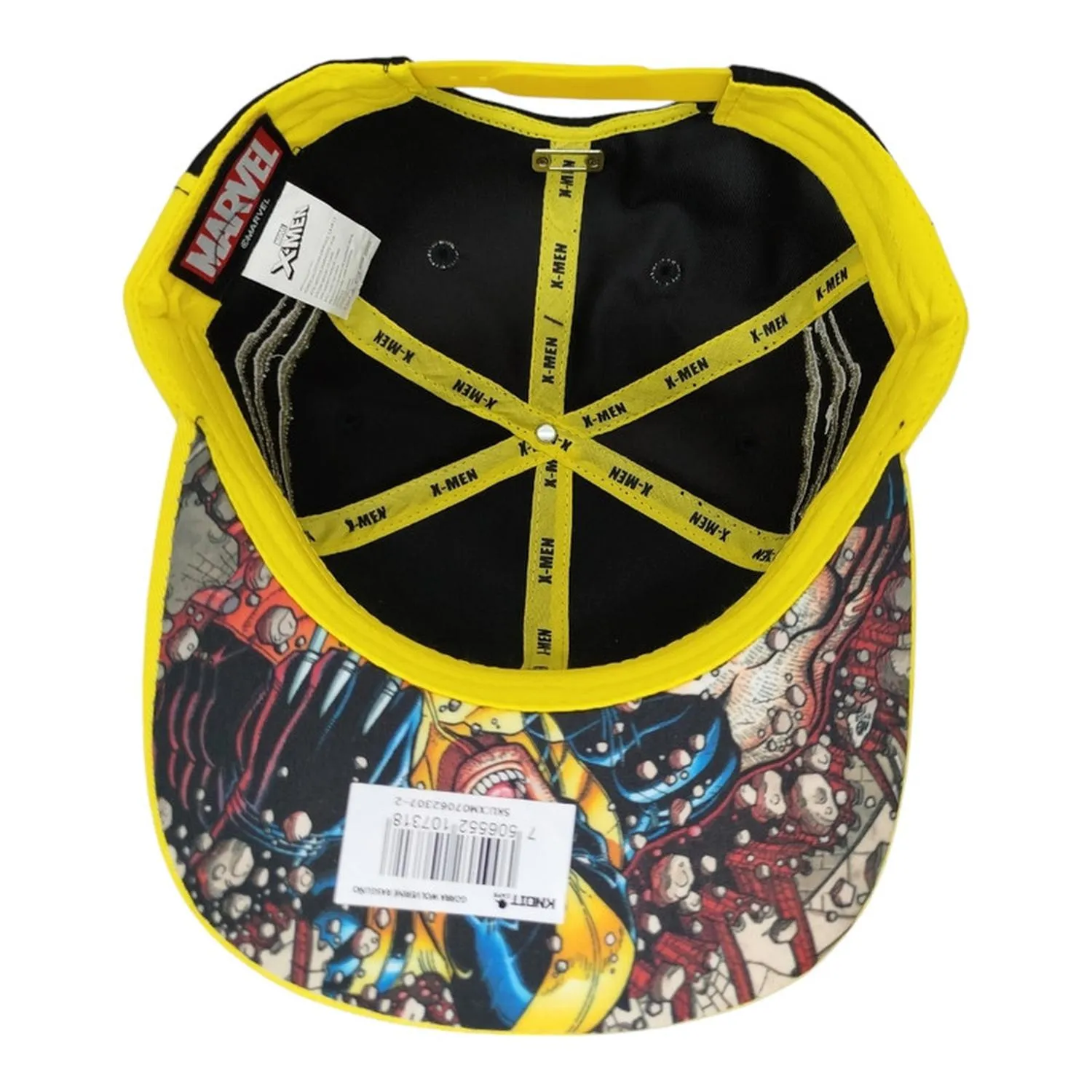 Kndit Caps Gorra Negra Con Amarillo Placa Plateada Made With Adamantium X-Men