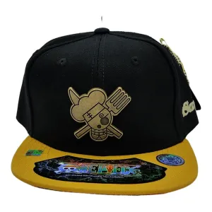 New Arrival Kndit Caps Gorra Negra Con Amarillo Placa Bronce Sanji One Piece