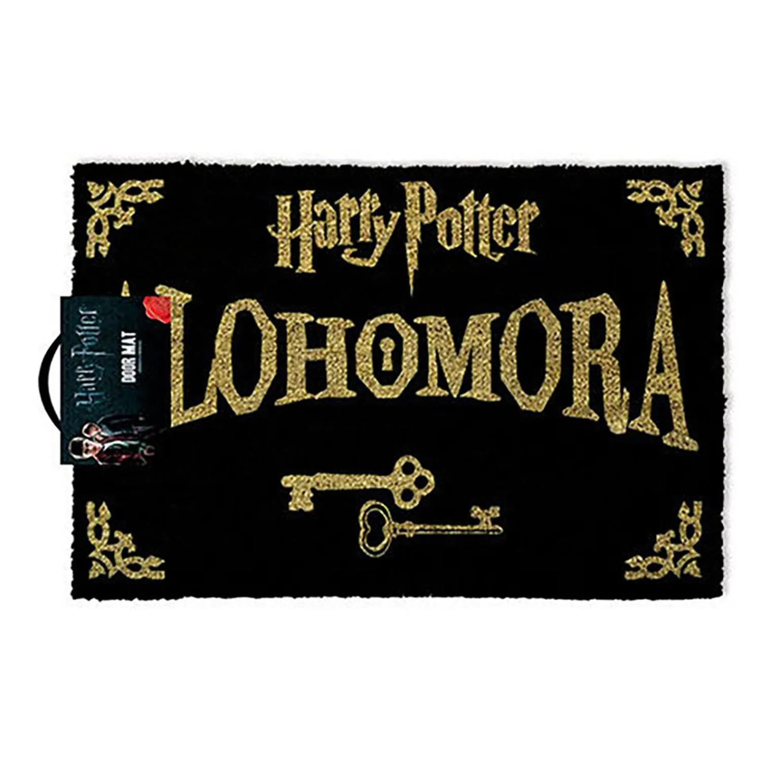 New Arrival Pyramid Internacional Alfombra Negro Con Dorado Alohomora Harry Potter