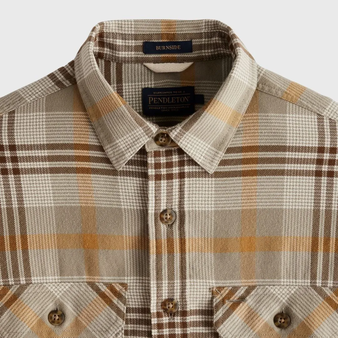 Pendleton Burnside Shirt Tan Brown Grey Plaid