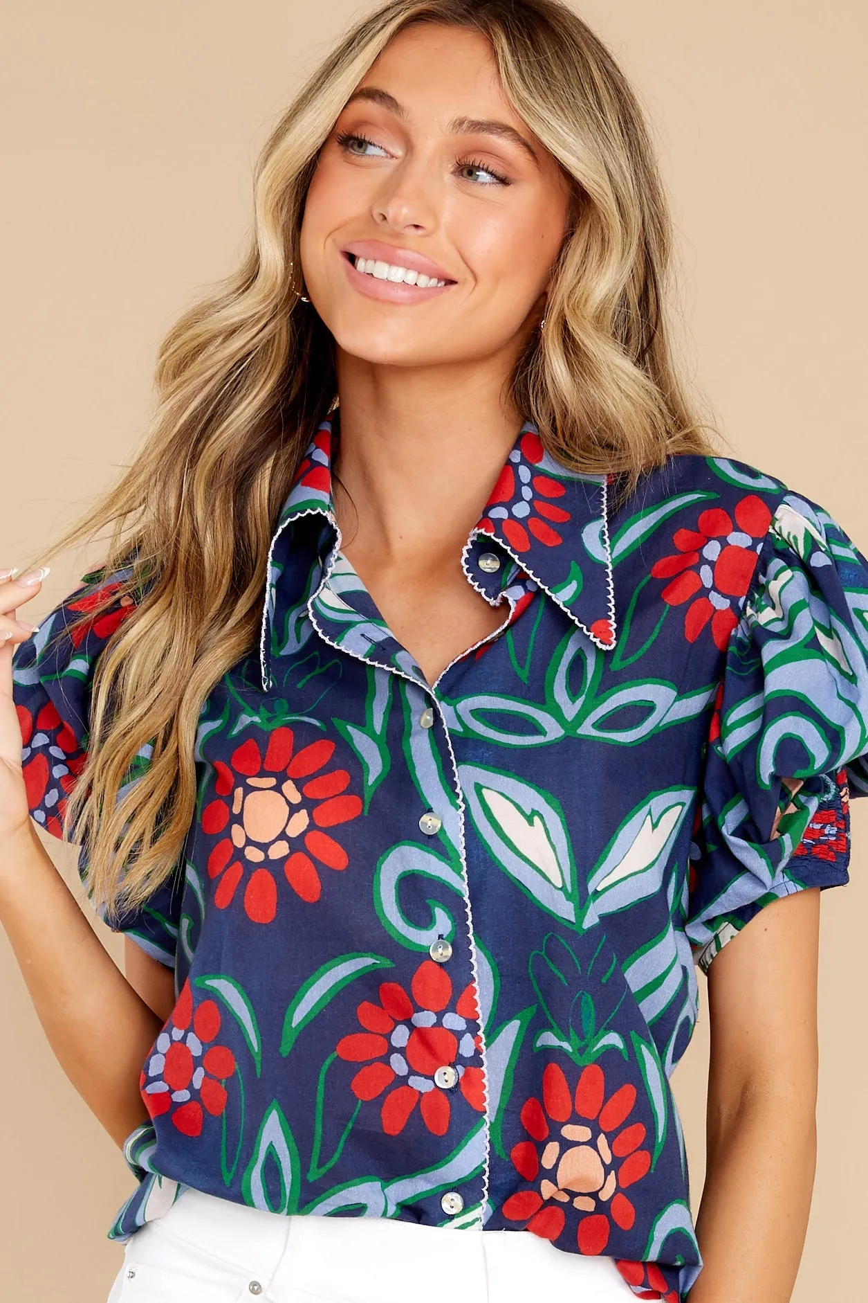 Pilar Roco Azul Blouse