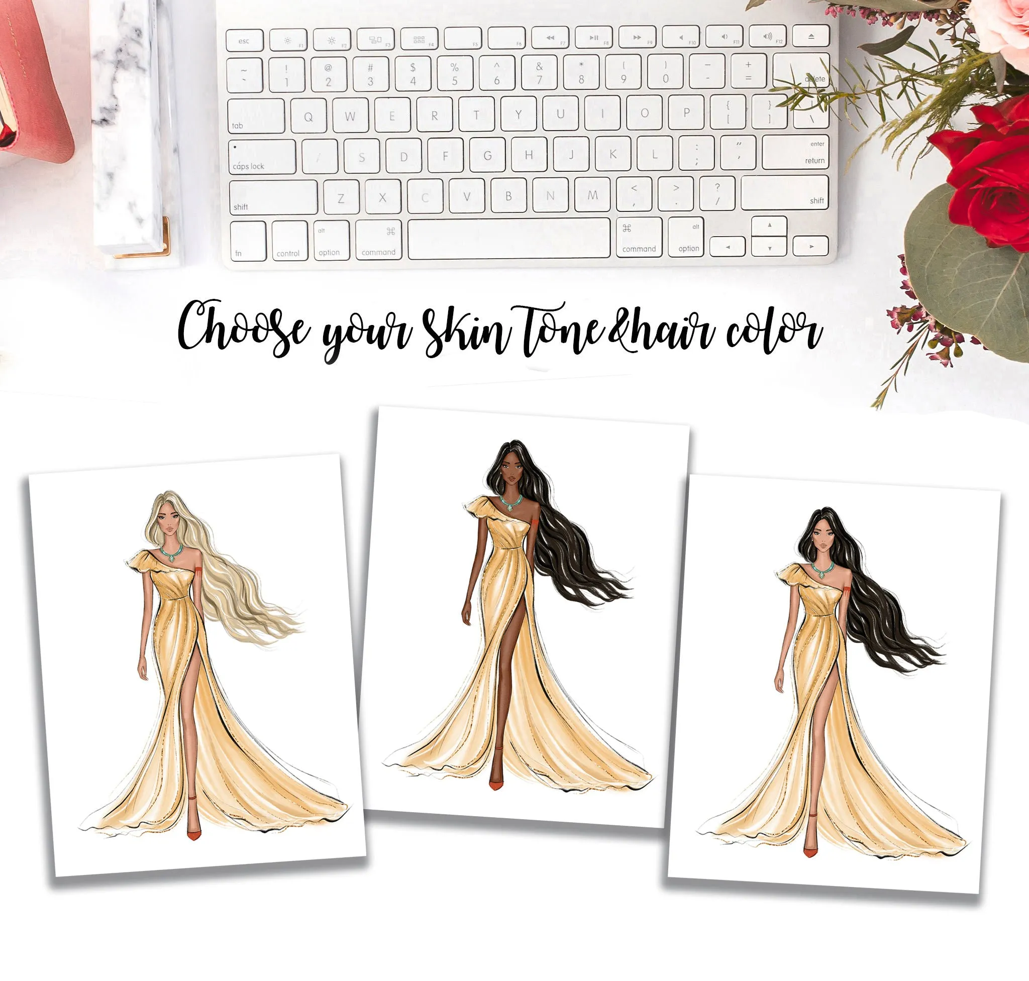 Pocahontas fashion princess art print fashion illustration