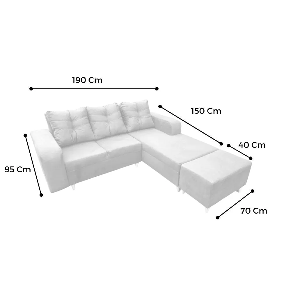 Sofa en L Turquia   Puff Tela Antifluido Gris Plata