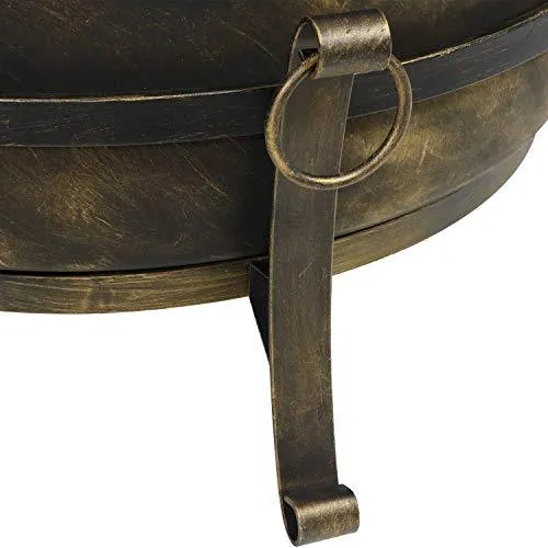 Sunnydaze Cauldron Outdoor Fire Pit - 34 Inch Large Bonfire Wood Burning Patio & Backyard Firepit for Outside with Round Spark Screen, Fireplace Poker, and Metal Grate