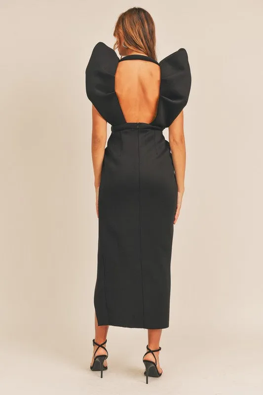 VESTIDO CARISSA NEGRO MIDI COCKTAIL