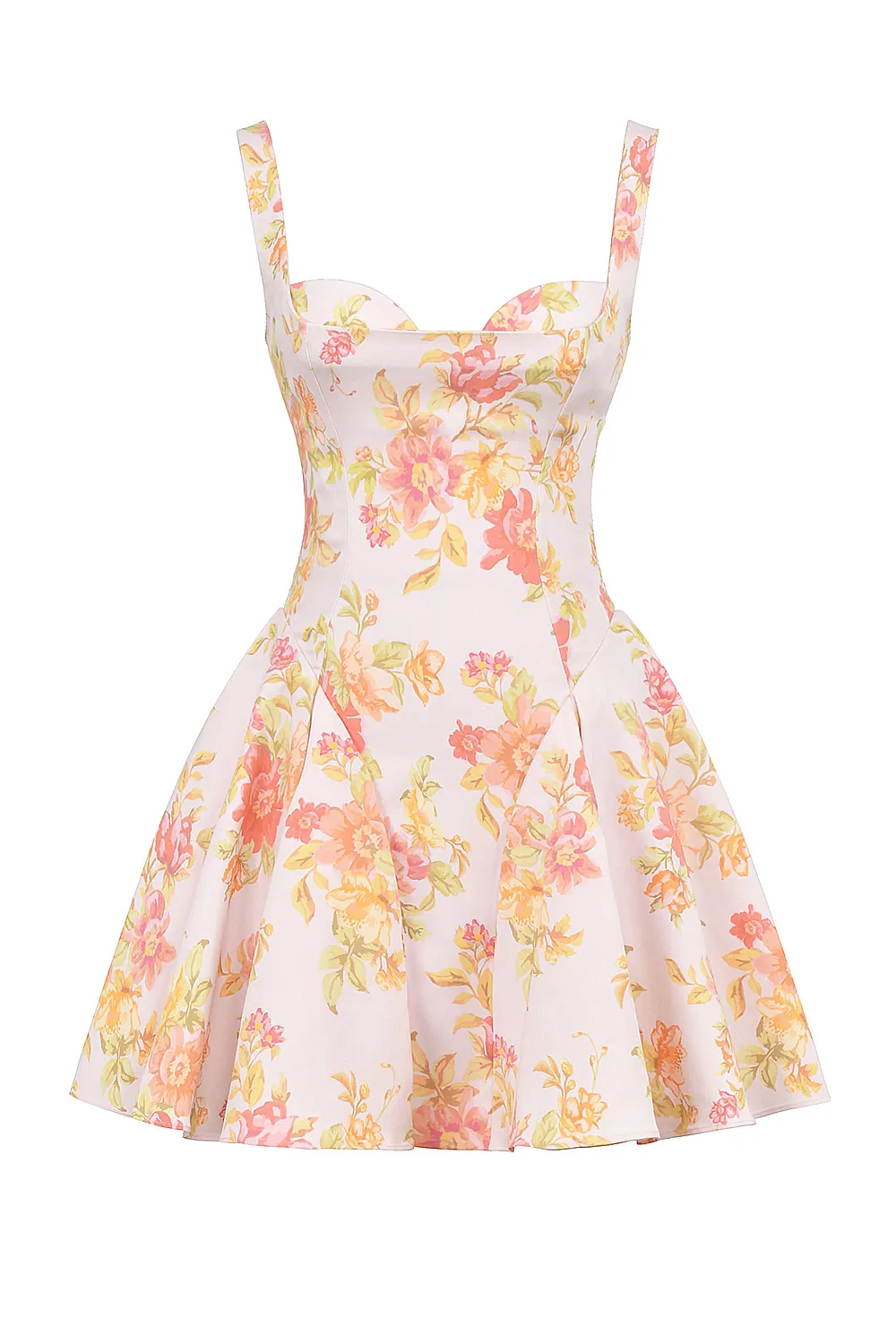 Vestido Curto de Sarja Floral Modelo Bunny