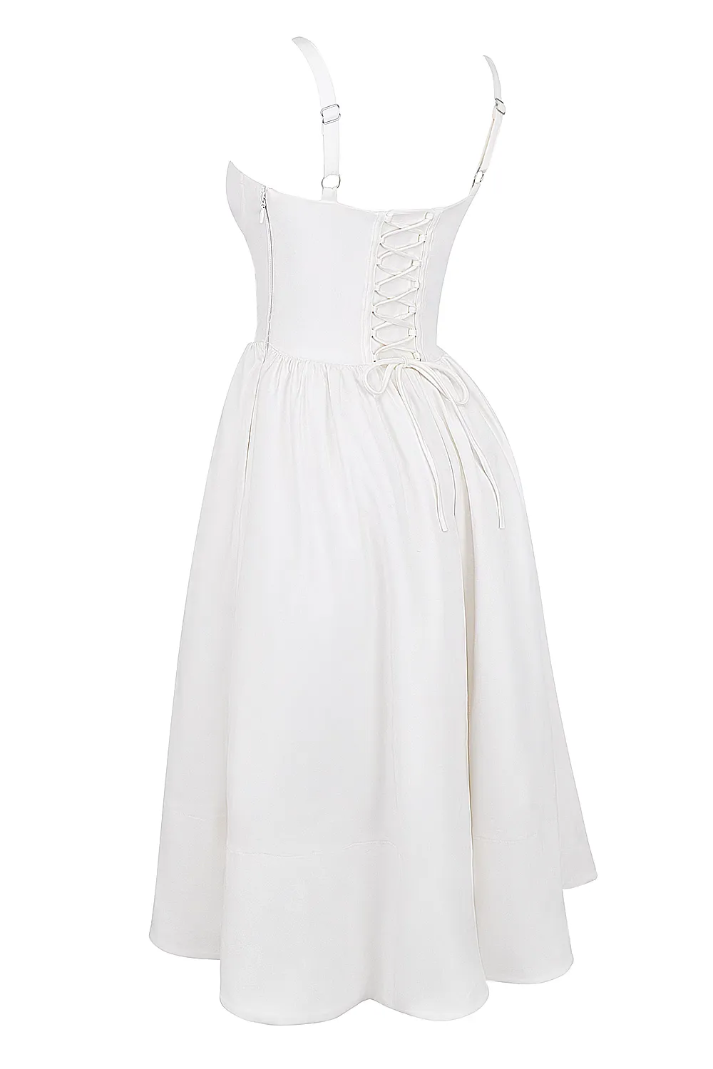 Vestido Midi Branco Modelador de Lyocell Modelo Kelly