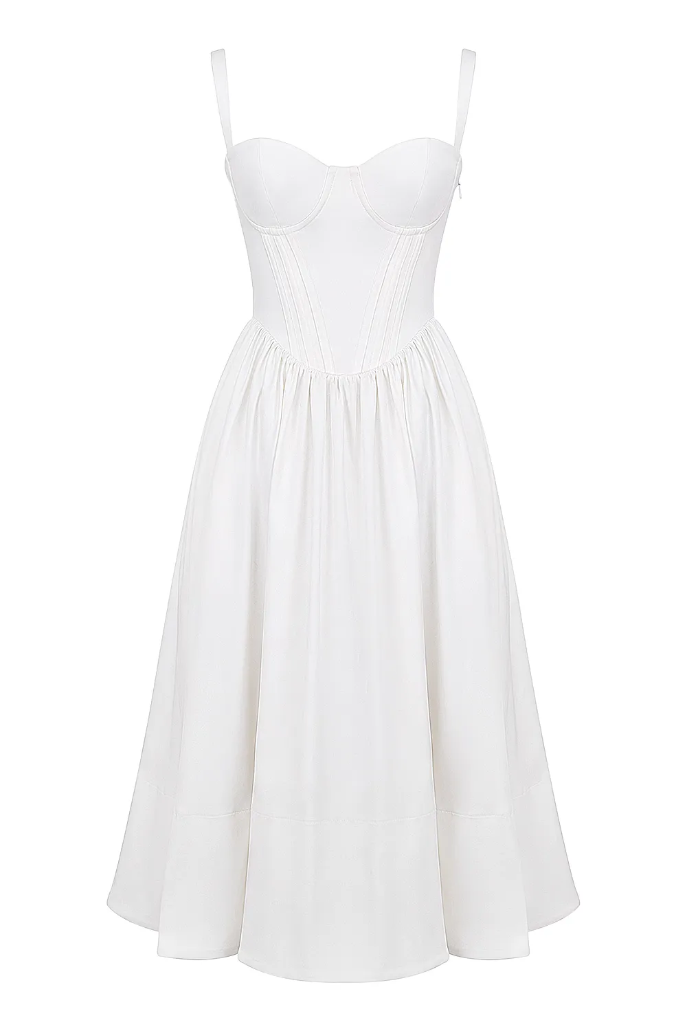 Vestido Midi Branco Modelador de Lyocell Modelo Kelly