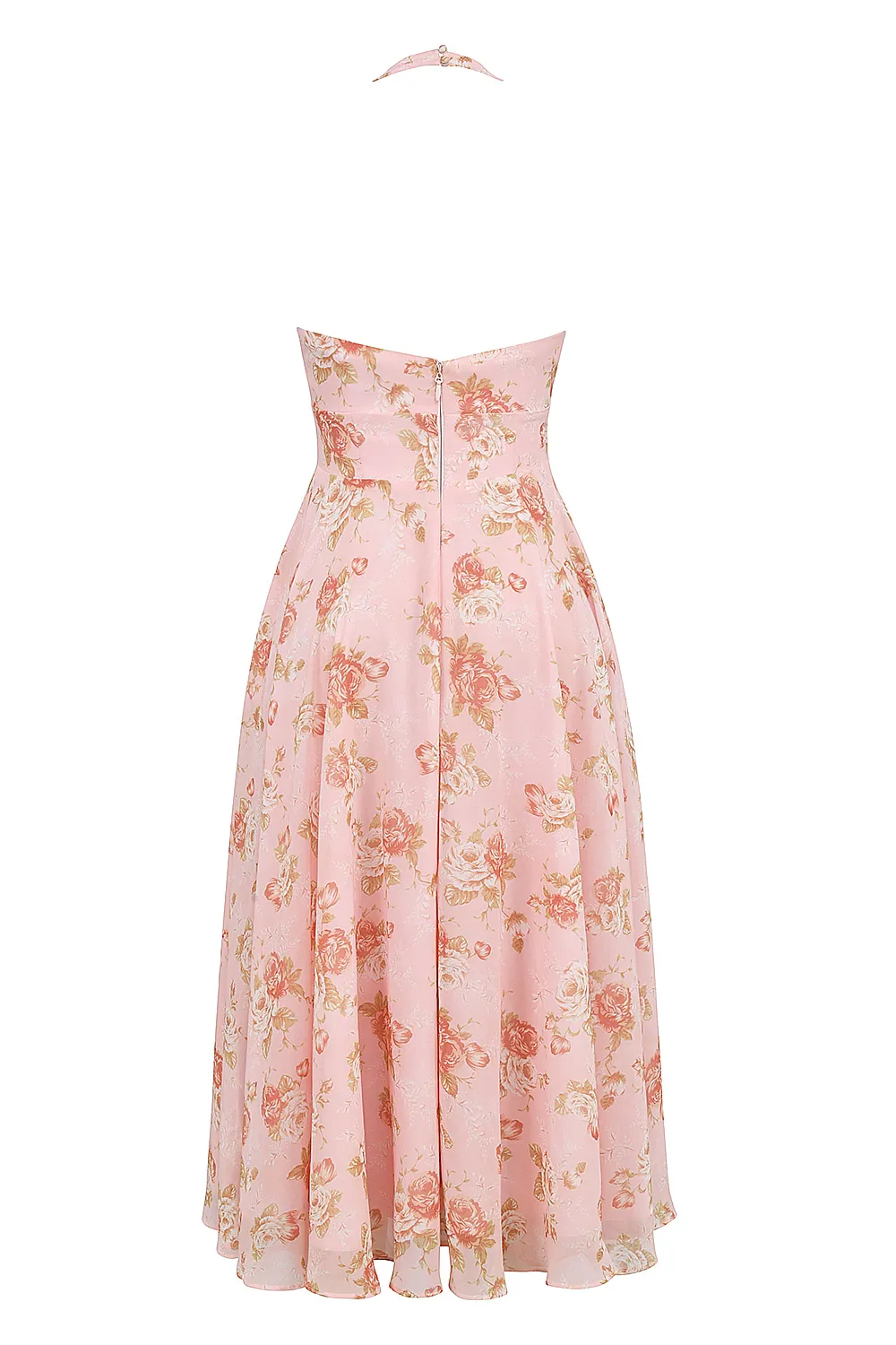 Vestido Midi Floral Rosa Inglesa Modelo Georginna