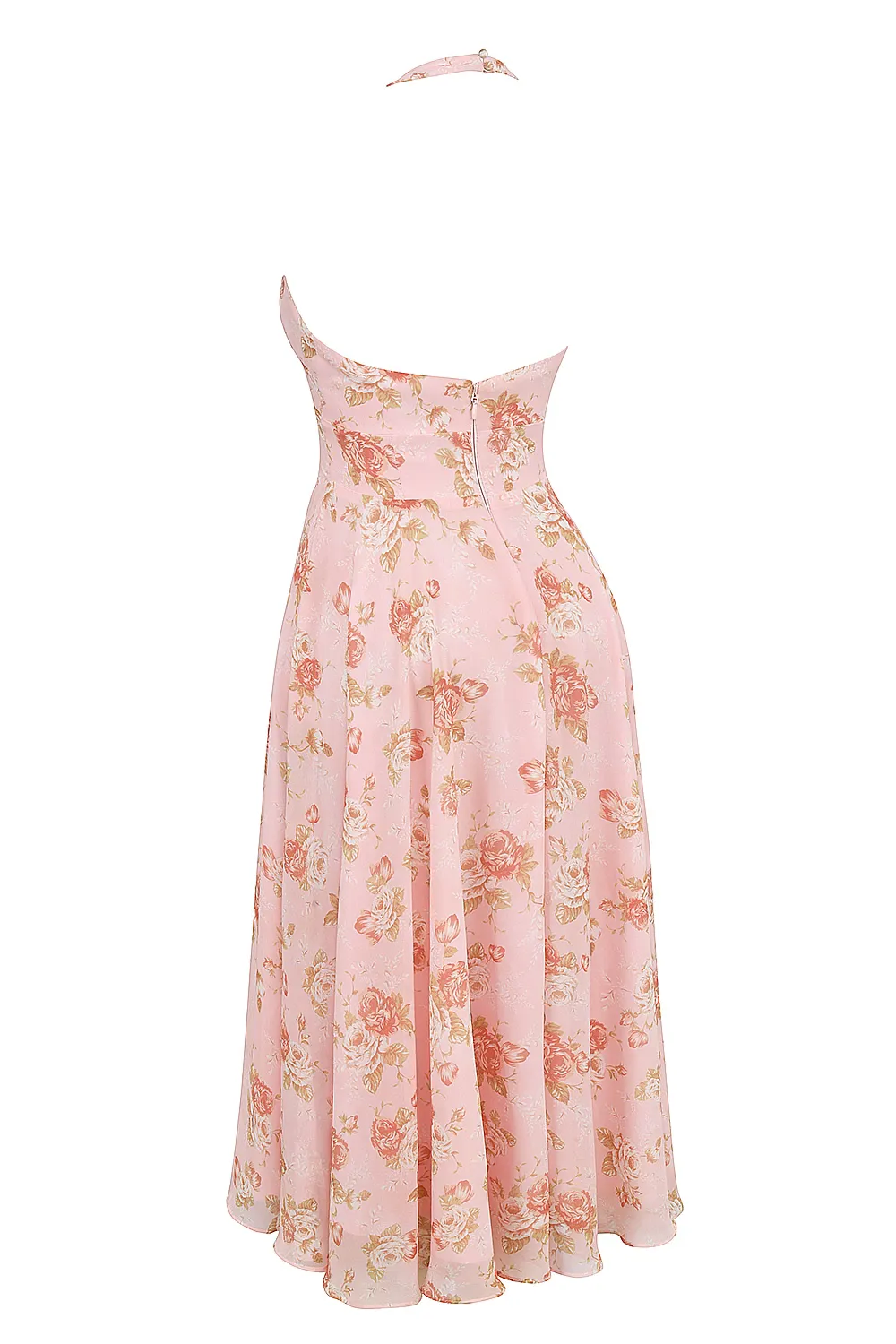 Vestido Midi Floral Rosa Inglesa Modelo Georginna