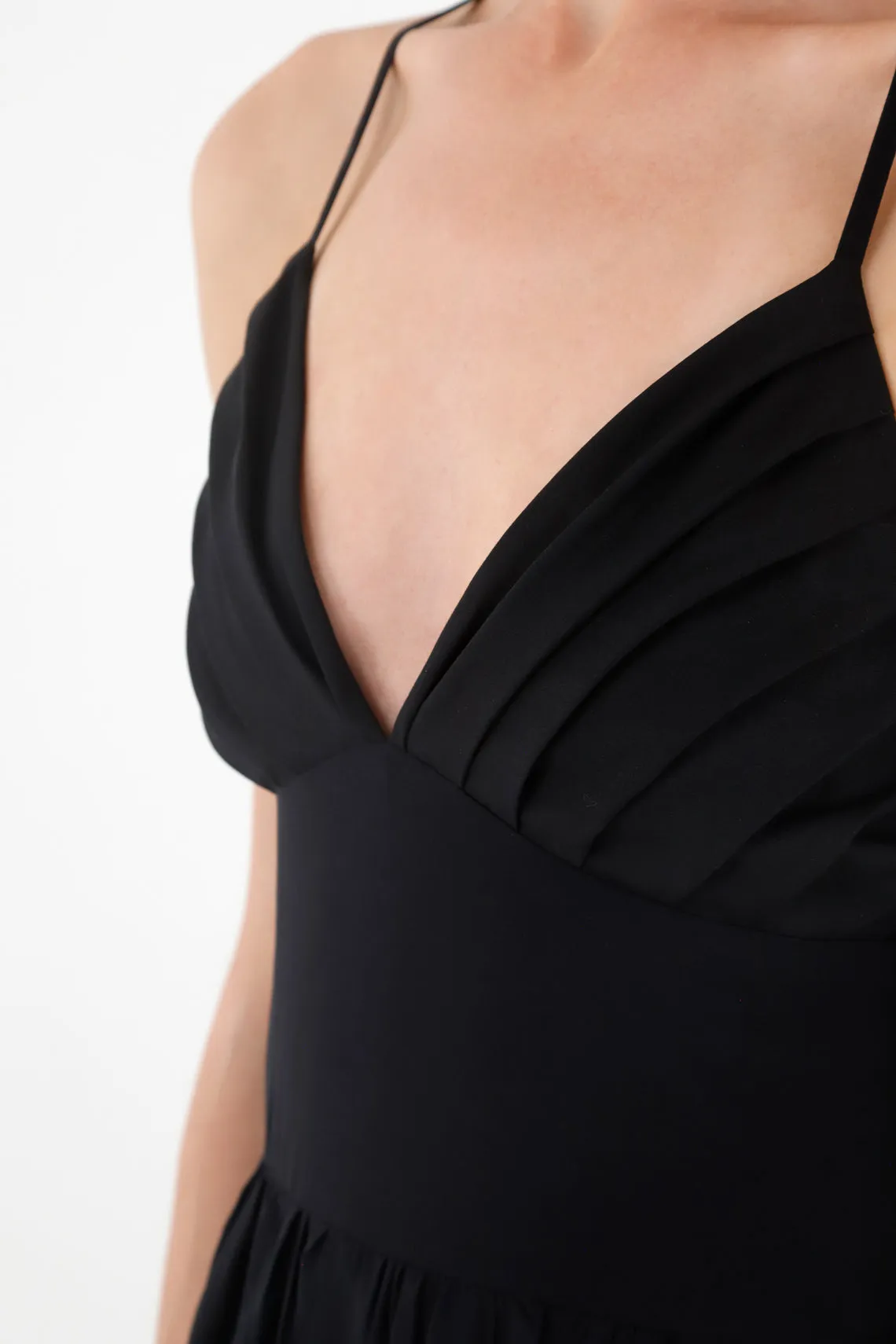 Stylish Black Dress with Ruffled Boleros for Women