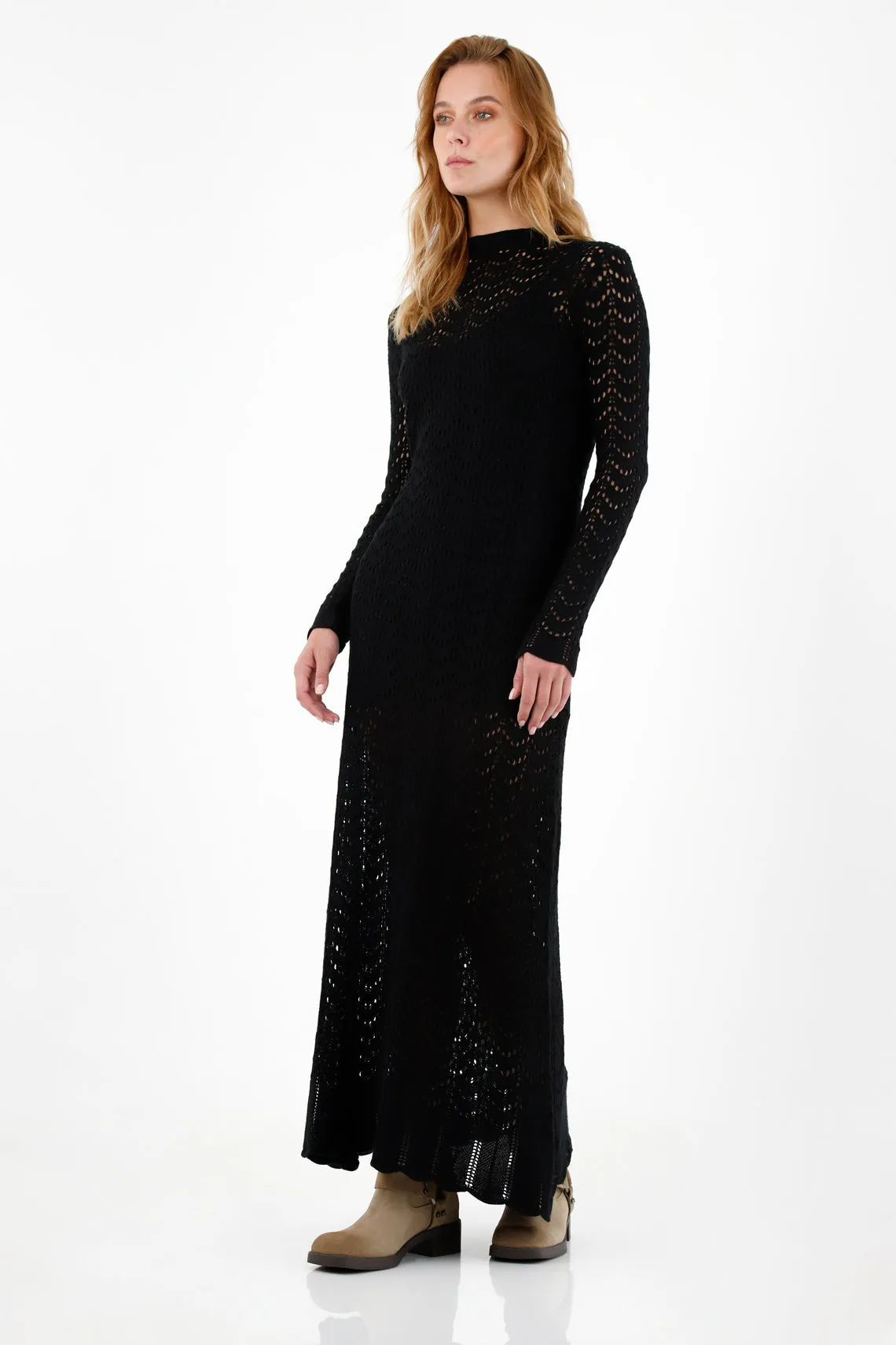 Vestido negro tejido para mujer